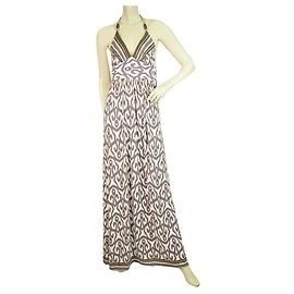 Milly of New York Roxo Branco Étnico Estampado Halter decote maxi Vestido - Tamanho M
