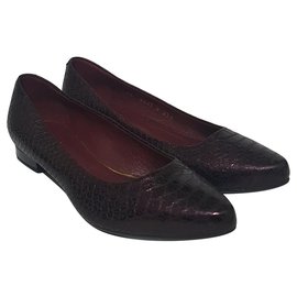 Ballerine Gino Rossi in pelle viola scuro effetto coccodrillo Taglia 36