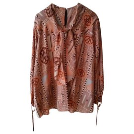 BLUSA IN SETA HERMES AUNAGE MOSAÏQUE À MANCHE PARACHUTE - Hermès