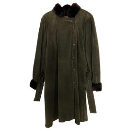 Manteau en fourrure Yves Saint Laurent Vert foncé