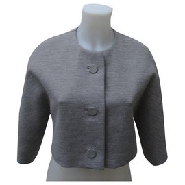 Chaqueta Corta Balenciaga Oversize de Lana Gris