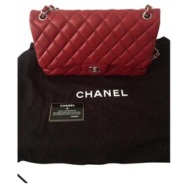 Borsa Chanel Jumbo in pelle caviar rossa