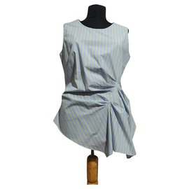 Steffen Schraut Gestreiftes Baumwoll Tanktop Blau Gelb