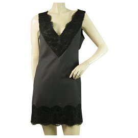 Mini abito senza maniche in lana da cocktail in pizzo nero blu Dondup tagliaup 40