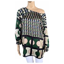 Blusa de seda Piazza Sempione Rosa Azul Verde Talla L