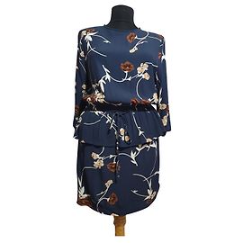 Ganni Daiton Crêpe Kleid Blumenmuster blau