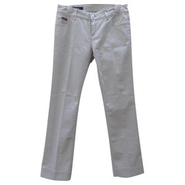 Vaqueros Gucci de Tiro Bajo Crema Algodón