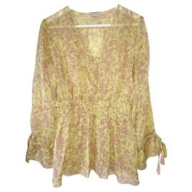 Blusa de seda Philosophy Di Alberta Ferretti con motivos florales amarillo y burdeos