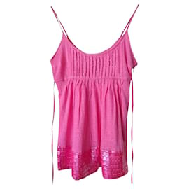 Top de lino rosa Essentiel Antwerp con lentejuelas