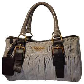 Prada Handtasche braun aus Leder und Stoff