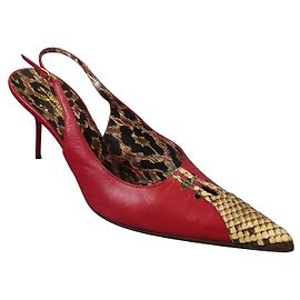 Dolce & Gabbana High Heels aus Leder in Rot und Schlangenhaut