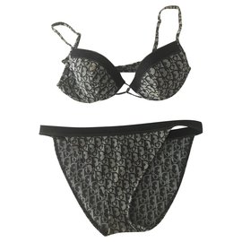Traje de baño de dos piezas Dior Monograma Negro Azul Gris Oscuro