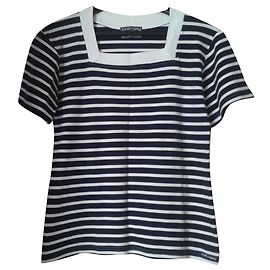 Autre Marque Camiseta marinera LA VIE A BORD Marine Knit blanca y azul marino algodón