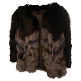 Enes Pelzjacke aus Fuchs Schwarz Grau Marineblau M