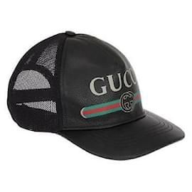 Cappellino Baseball Gucci da Uomo Nero in Pelle