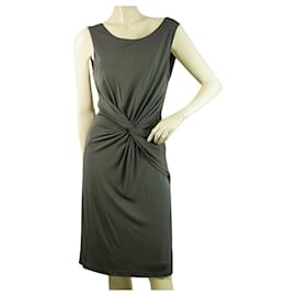 Halston Heritage Grau ärmellos Twist Knot knielang Kleidergröße 6