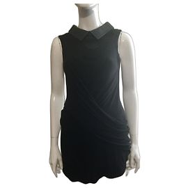 Alexander Wang Schwarzes Kleid mit Lederkragen