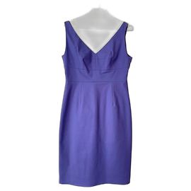 Vestido de satén de algodón Elie Tahari azul lavanda