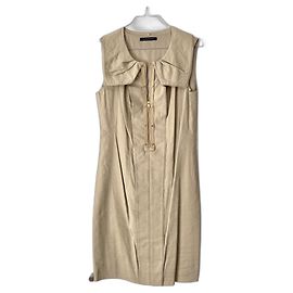Elie Tahari Leinen Kleid figurbetont Beige