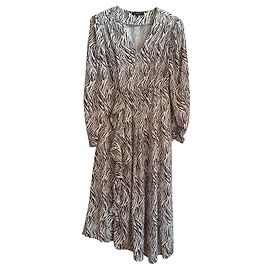Abito lungo Isabel Marant in seta stampa zebra nero e bianco
