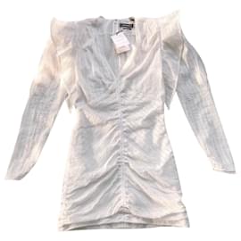 Isabel Marant Kleid Weiß aus Baumwolle mit Englischer Stickerei