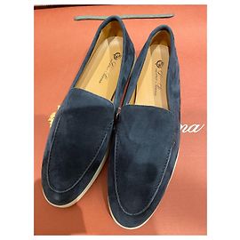 Mocassini Loro Piana in scamosciato blu navy