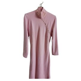Vestido Christian Dior de seda rosa estilo Qipao
