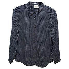 Camisa Ganni Kaluga Crepe Azul con Rayas de Viscosa