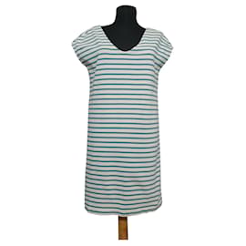 Vestido Tory Burch de algodón a rayas blanco y azul