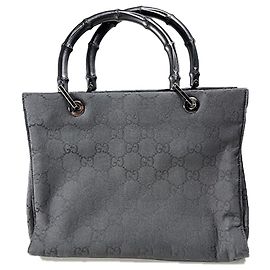 Borsa Gucci Bamboo GG in nylon nera