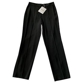 Pantalones rectos de crepé negro Diane Von Furstenberg