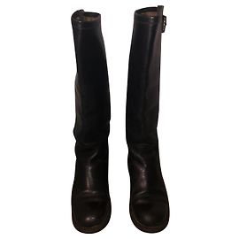 Botas Free Lance de cuero negro con hebilla de plata