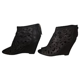 Ash Keilstiefel aus schwarzem Leder
