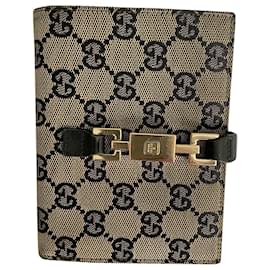 Gucci Monogramm Geldbörse Beige Stoff und Leder