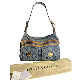 Borsa a mano Louis Vuitton Baggy PM in denim blu