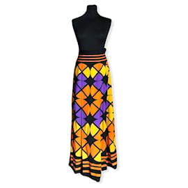 Falda Maxi Plisada Lanvin de Lana con Patrón Geométrico
