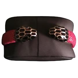 Autre Marque Bracciale BULGARI in zigrino rosa scuro e metallo