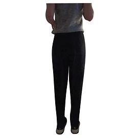 Pantalones Céline con dobladillo negros de lana