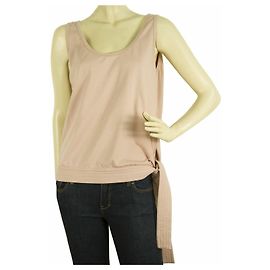 Burberry London Blusa sin mangas sin mangas en rosa oscuro con lazo en la cintura sz L