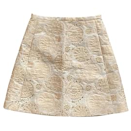 Minifalda Chloé en brocado de seda dorado y beige rosado