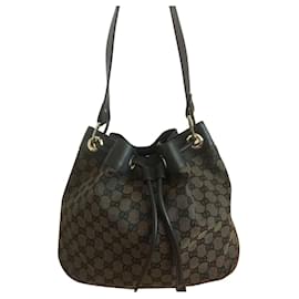 Borsa Gucci Marrone Scuro Cotone Pelle