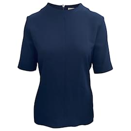 Balenciaga Bluse mit hinterem Knoten aus marineblauem Polyester