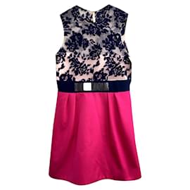 Abito Mary Katrantzou in seta e lana Rosa Blu Navy
