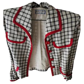 Veste Yves Saint Laurent en coton noir blanc rouge