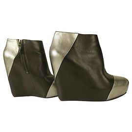 Pierre Balmain Stivaletti Stivaletti con plateau in pelle nera e argento con plateau 40