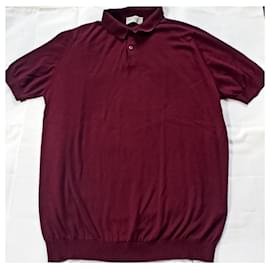 John Smedley Poloshirt Burgund Sea Island Baumwolle M