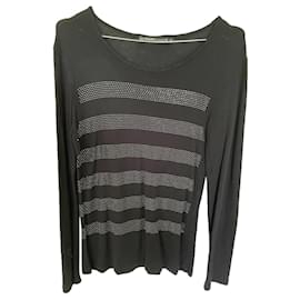 Schwarzer leichter Pullover mit Strassstreifen - Autre Marque