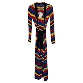 Balmain Cárdigan Largo Chevron Multicolor Viscosa Talla 36