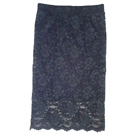 Falda midi de encaje Ganni verde negro