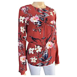 Gestuz Mary camiseta de manga larga estampado floral rojo oscuro